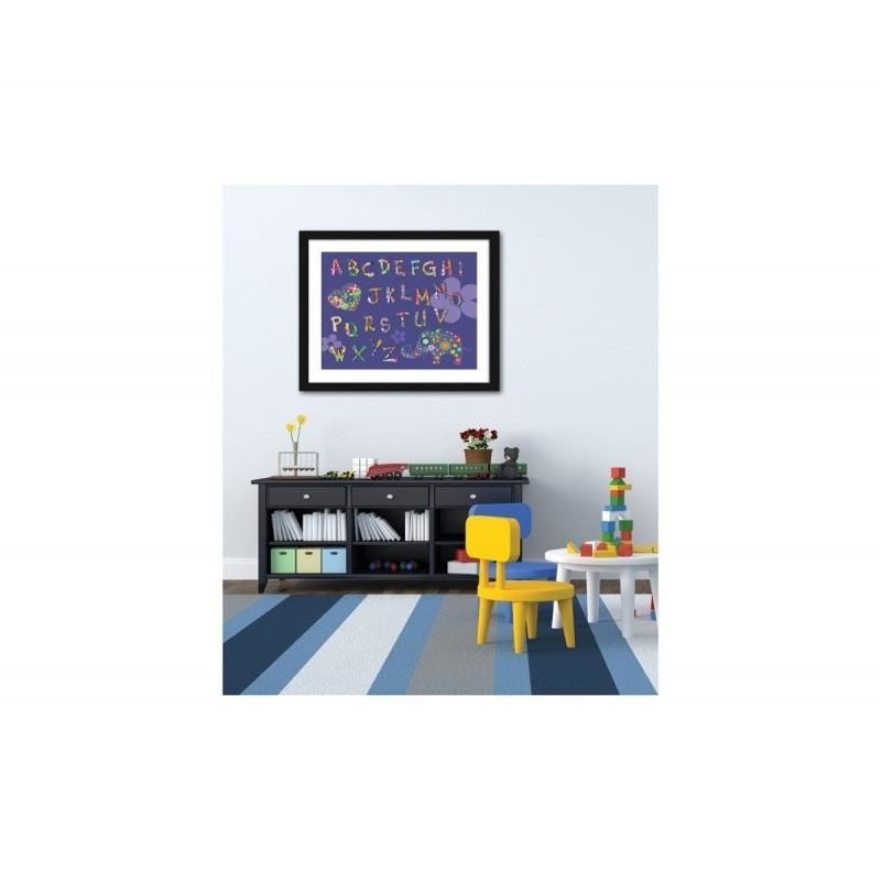 Glezna melnā rāmī - Alphabet with elephant  Home Trends