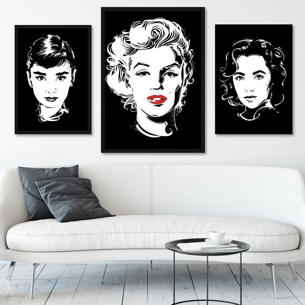 Glezna melnā rāmī - American Actress Black And White Home Trends
