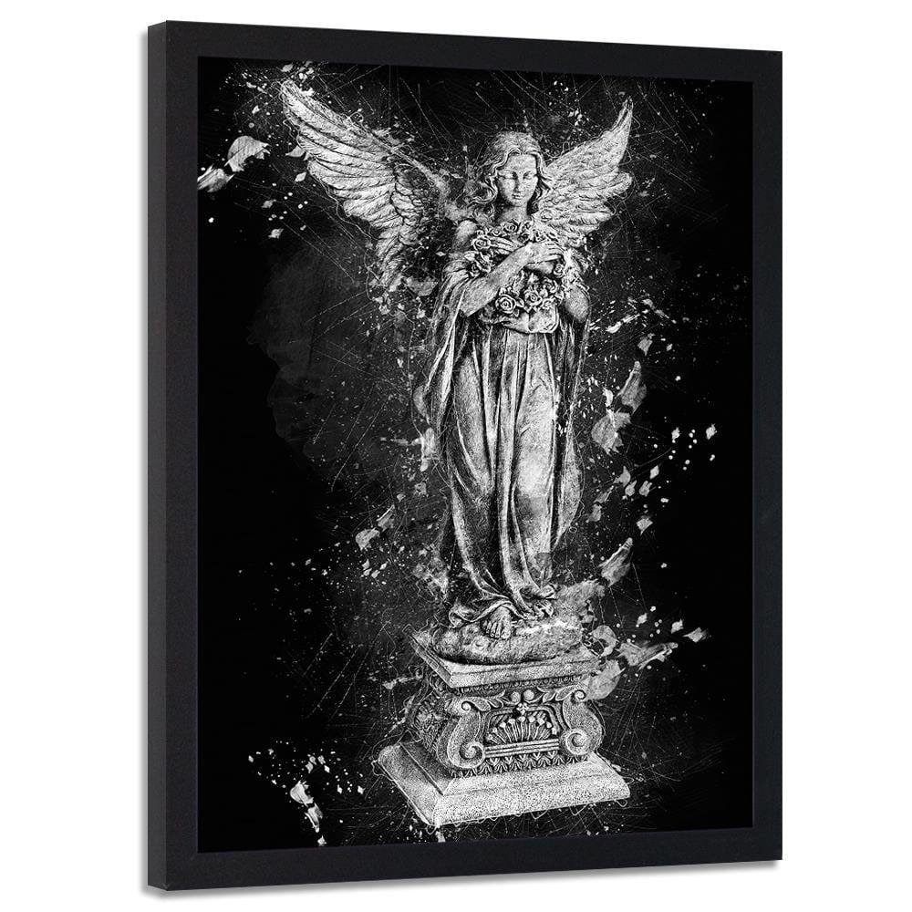 Glezna melnā rāmī - Angel Statue Home Trends