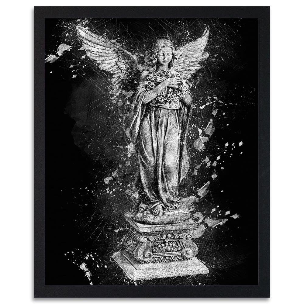 Glezna melnā rāmī - Angel Statue Home Trends