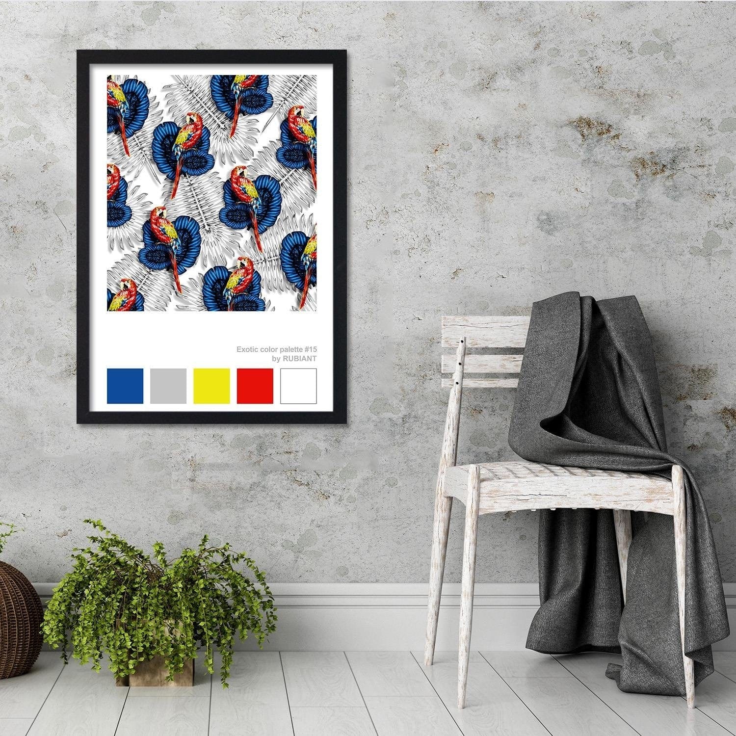 Glezna melnā rāmī - Art Print Exotic Blue Home Trends