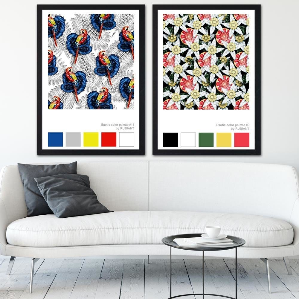 Glezna melnā rāmī - Art Print Exotic Blue Home Trends