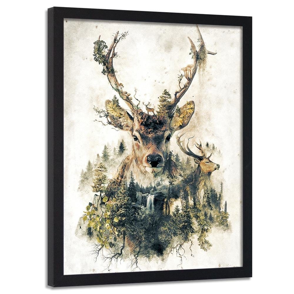 Glezna melnā rāmī - Artistic Deer Home Trends