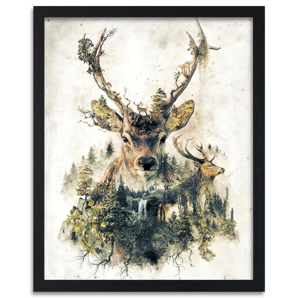 Glezna melnā rāmī - Artistic Deer Home Trends
