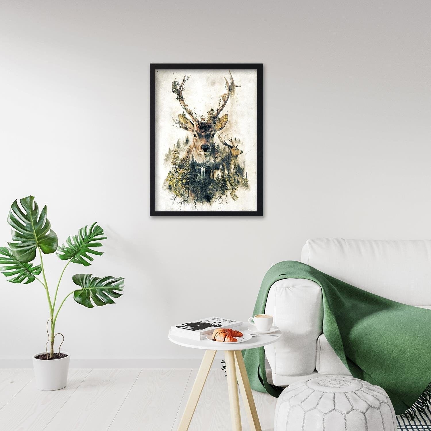 Glezna melnā rāmī - Artistic Deer Home Trends