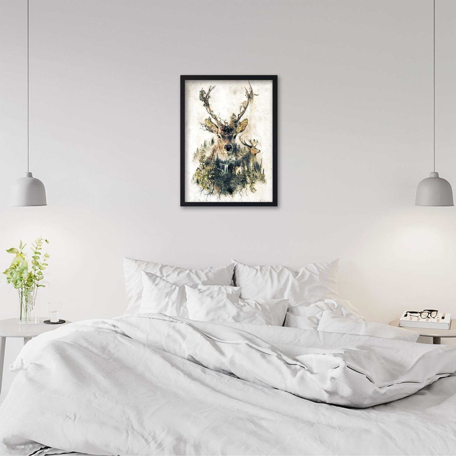 Glezna melnā rāmī - Artistic Deer Home Trends