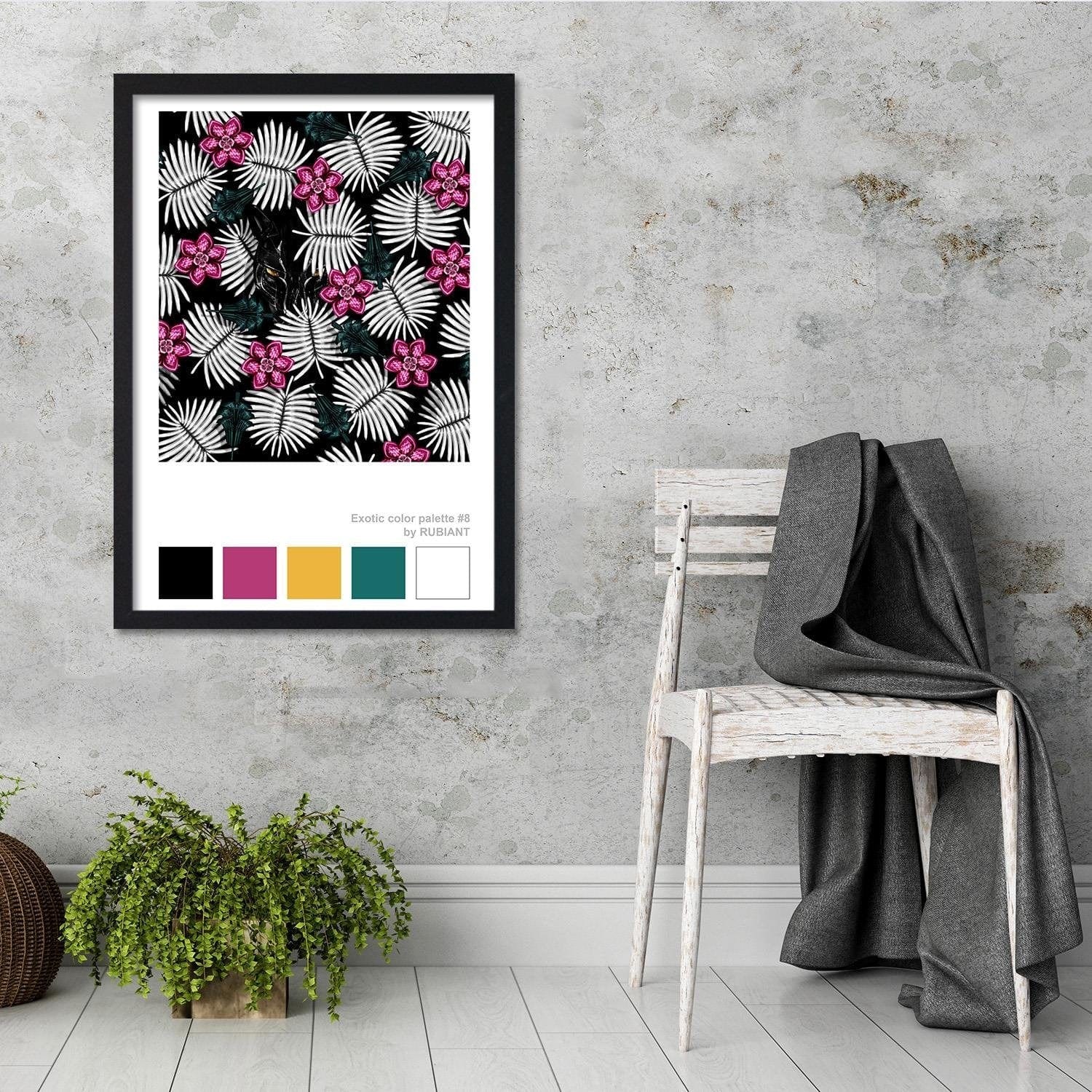 Glezna melnā rāmī - Artwork Tropical Pink Home Trends