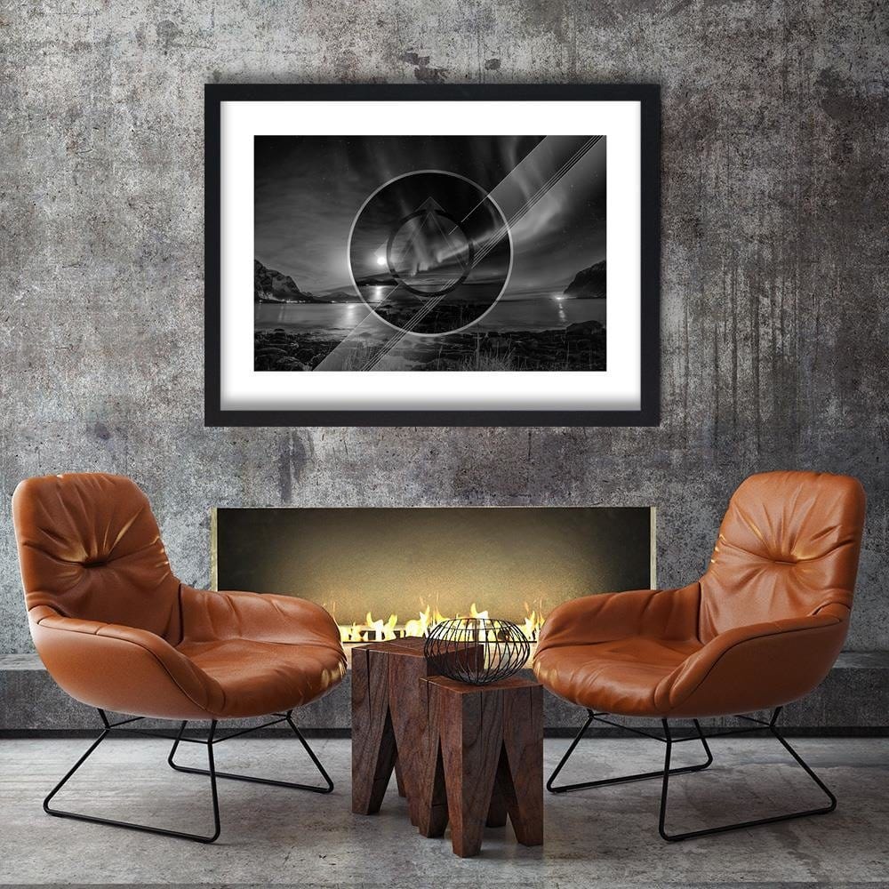 Glezna melnā rāmī - Aurora With Geometric Shapes 3 Home Trends