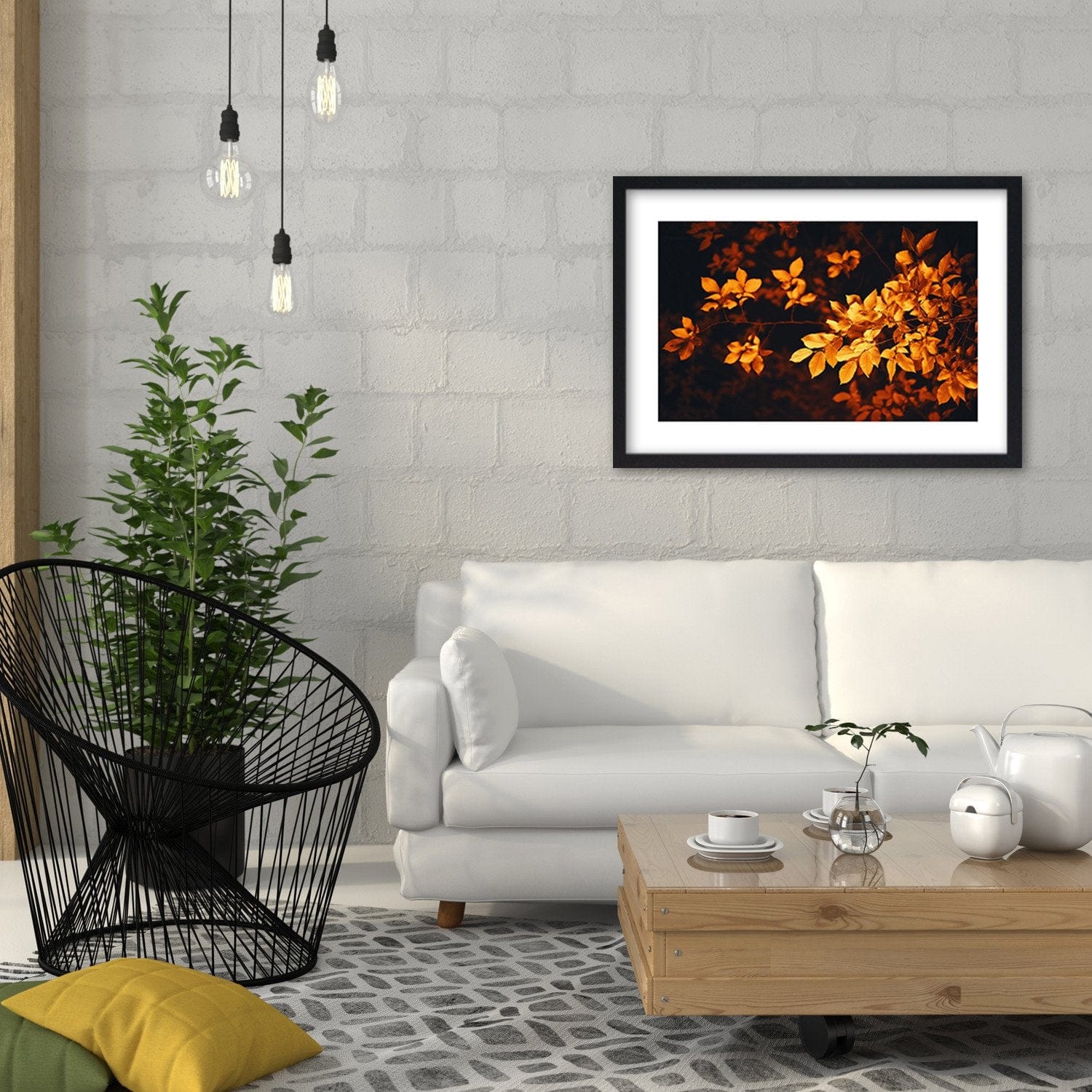 Glezna melnā rāmī - Autumn Bush Home Trends