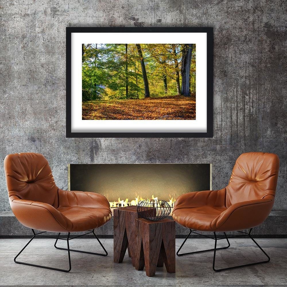Glezna melnā rāmī - Autumn Leaves In The Park Home Trends