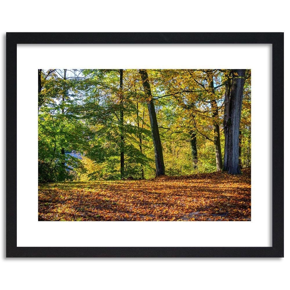 Glezna melnā rāmī - Autumn Leaves In The Park Home Trends
