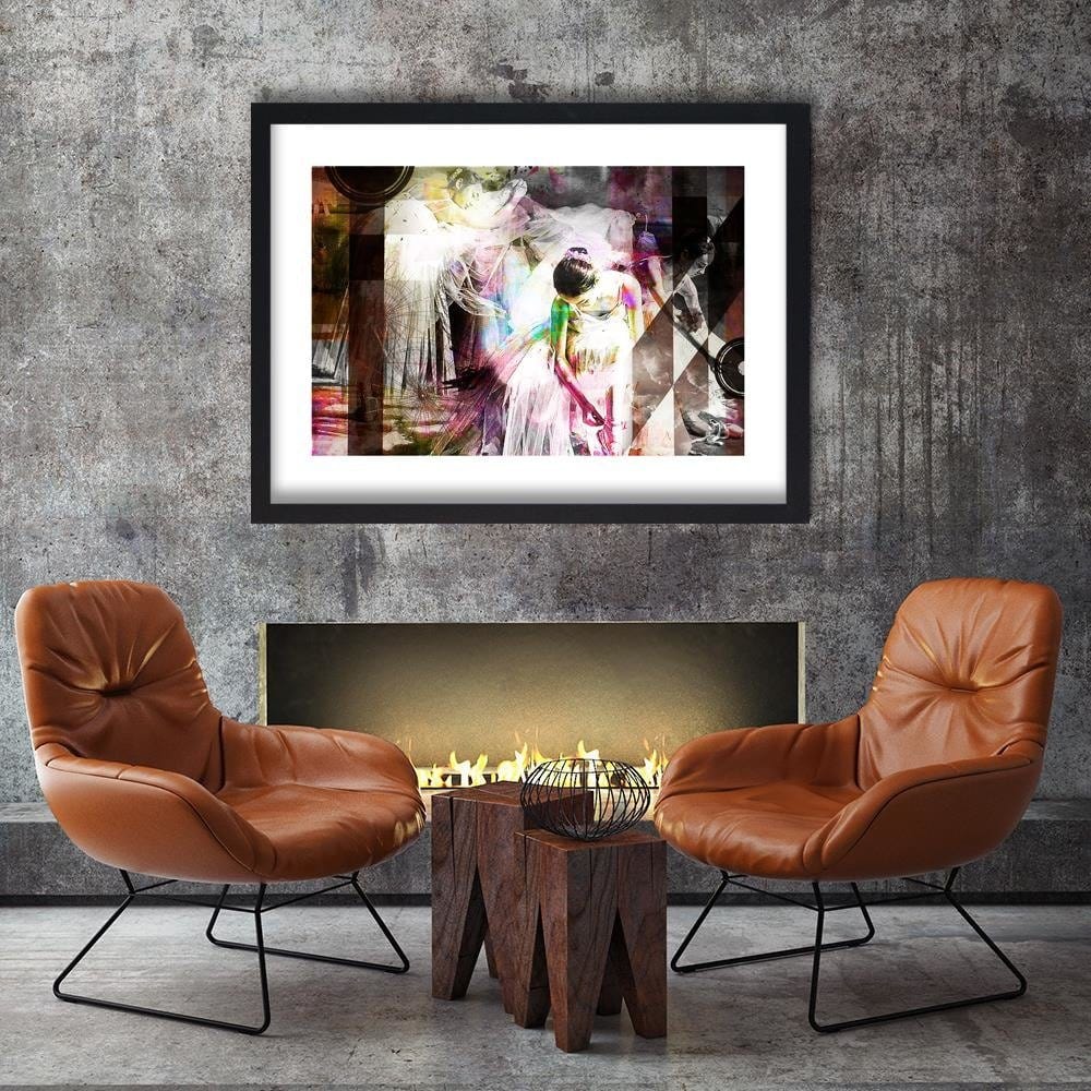 Glezna melnā rāmī - Ballerina Dress Abstraction Home Trends