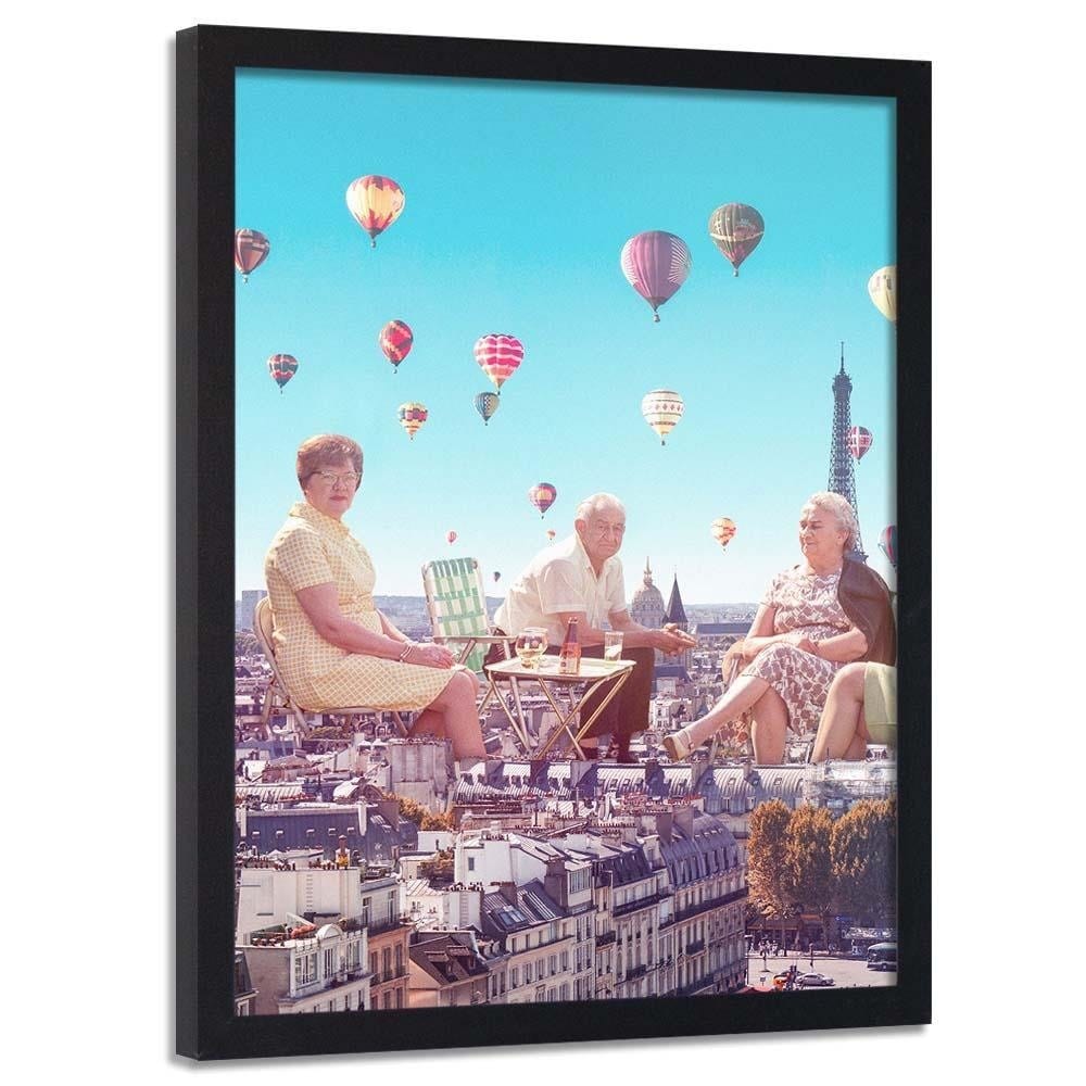 Glezna melnā rāmī - Balloons Above The Paris Home Trends