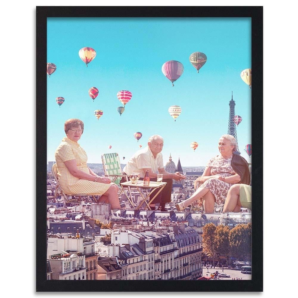 Glezna melnā rāmī - Balloons Above The Paris Home Trends