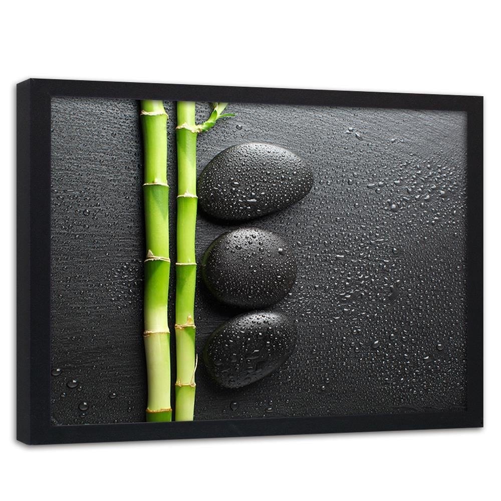 Glezna melnā rāmī - Bamboos On The Black Stones Home Trends