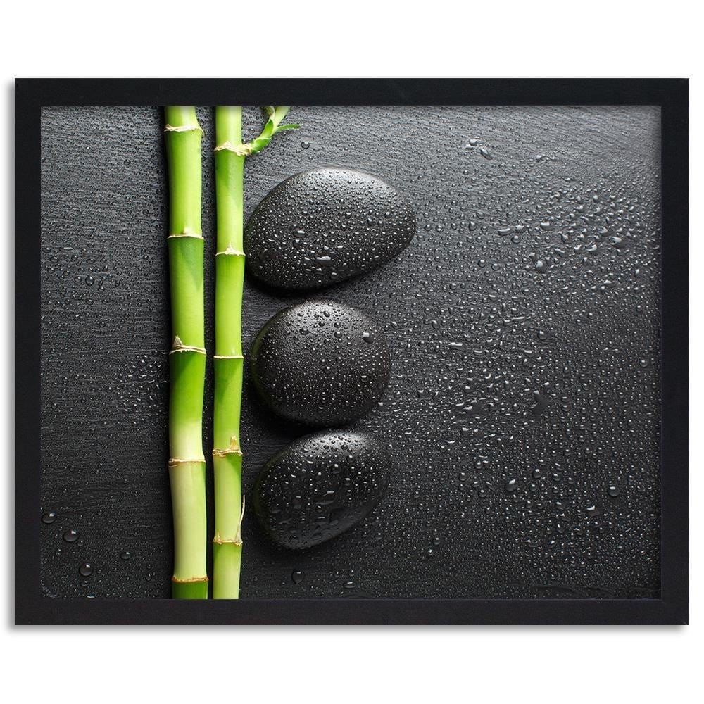 Glezna melnā rāmī - Bamboos On The Black Stones Home Trends