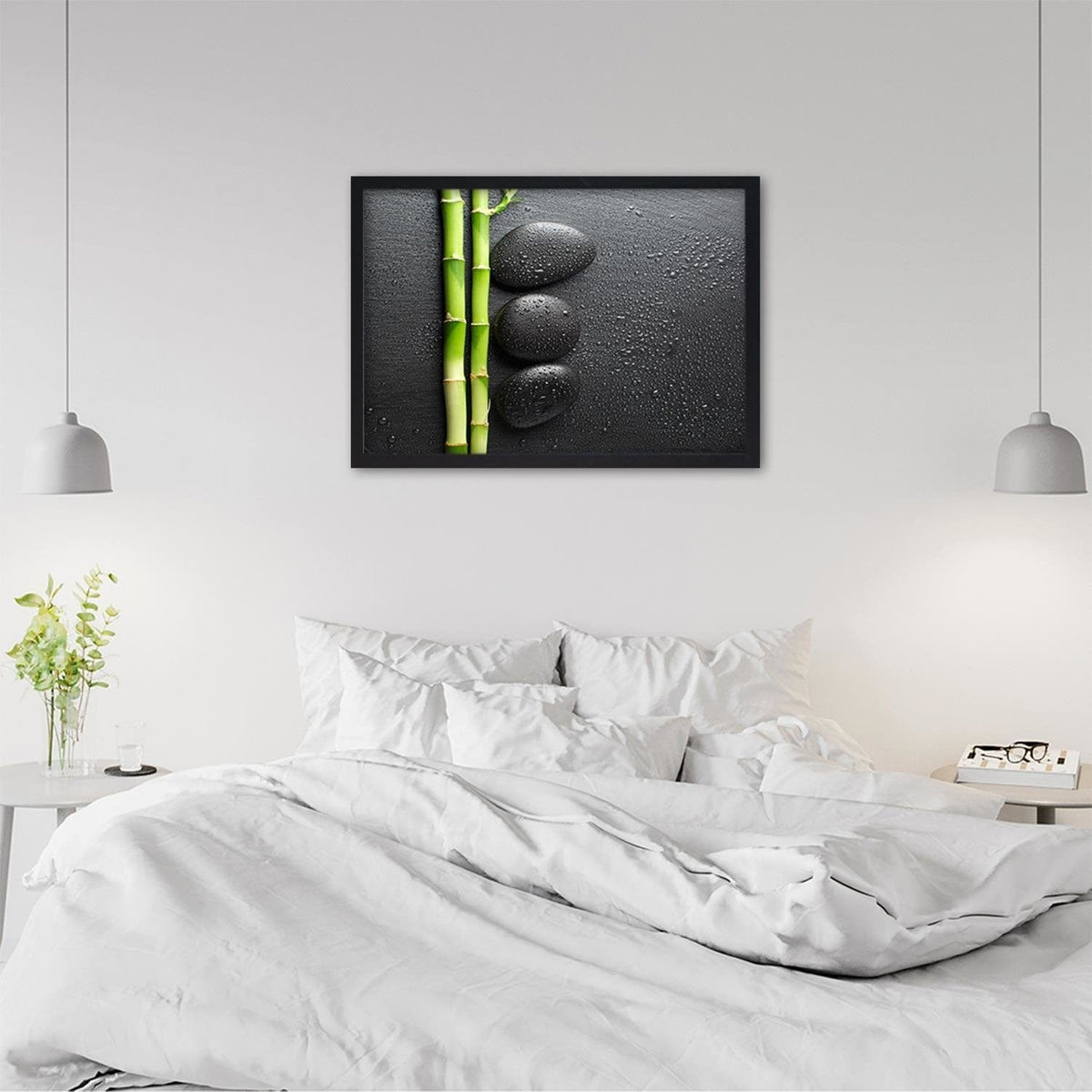 Glezna melnā rāmī - Bamboos On The Black Stones Home Trends