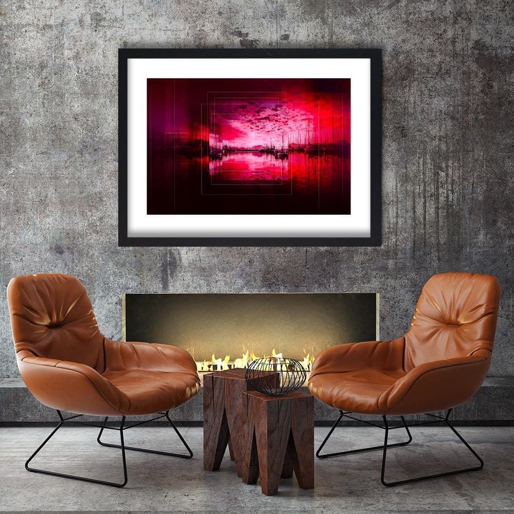 Glezna melnā rāmī - Bay With Boats 2 Home Trends