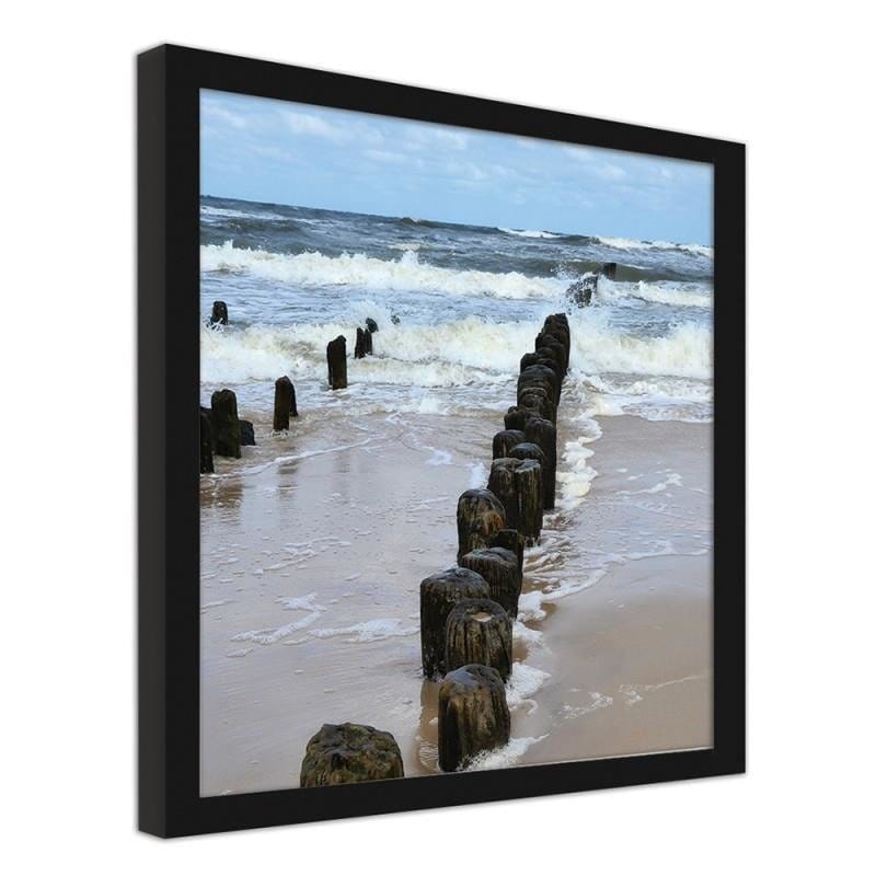 Glezna melnā rāmī - Beach breakwaters 3 Home Trends