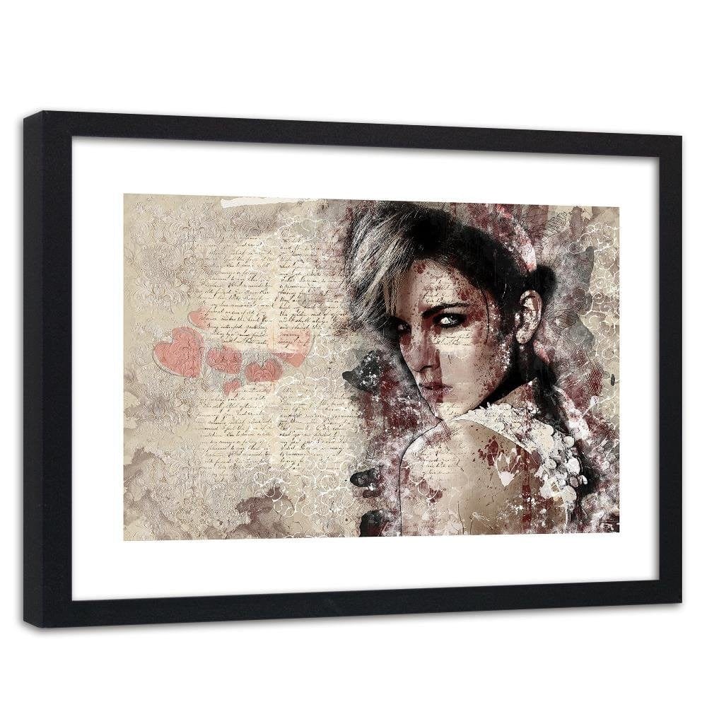 Glezna melnā rāmī - Beautiful Woman Abstraction Home Trends