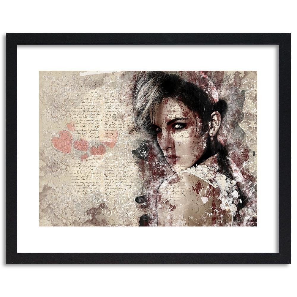Glezna melnā rāmī - Beautiful Woman Abstraction Home Trends