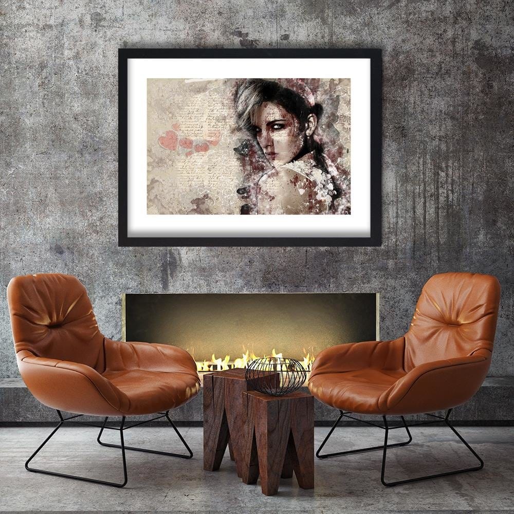 Glezna melnā rāmī - Beautiful Woman Abstraction Home Trends