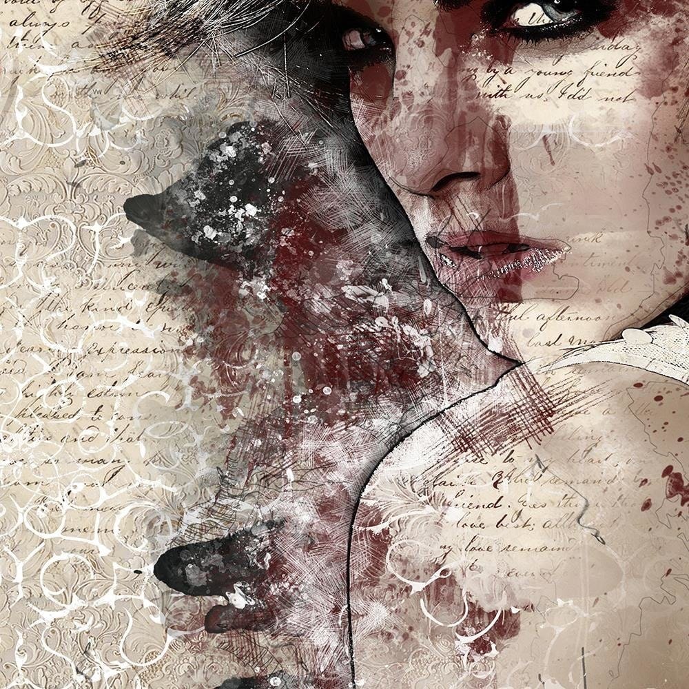 Glezna melnā rāmī - Beautiful Woman Abstraction Home Trends