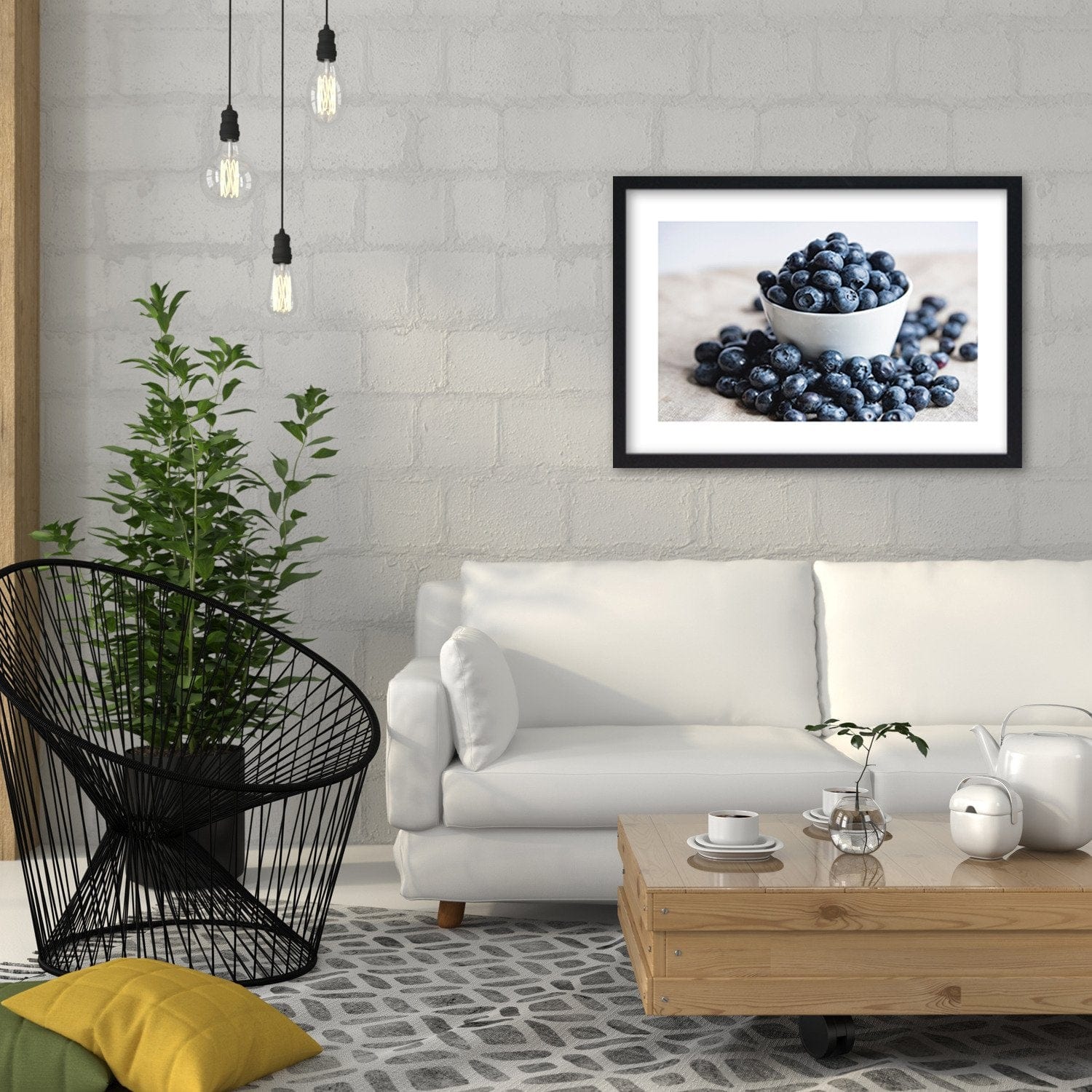 Glezna melnā rāmī - Berries In A Bowl Home Trends