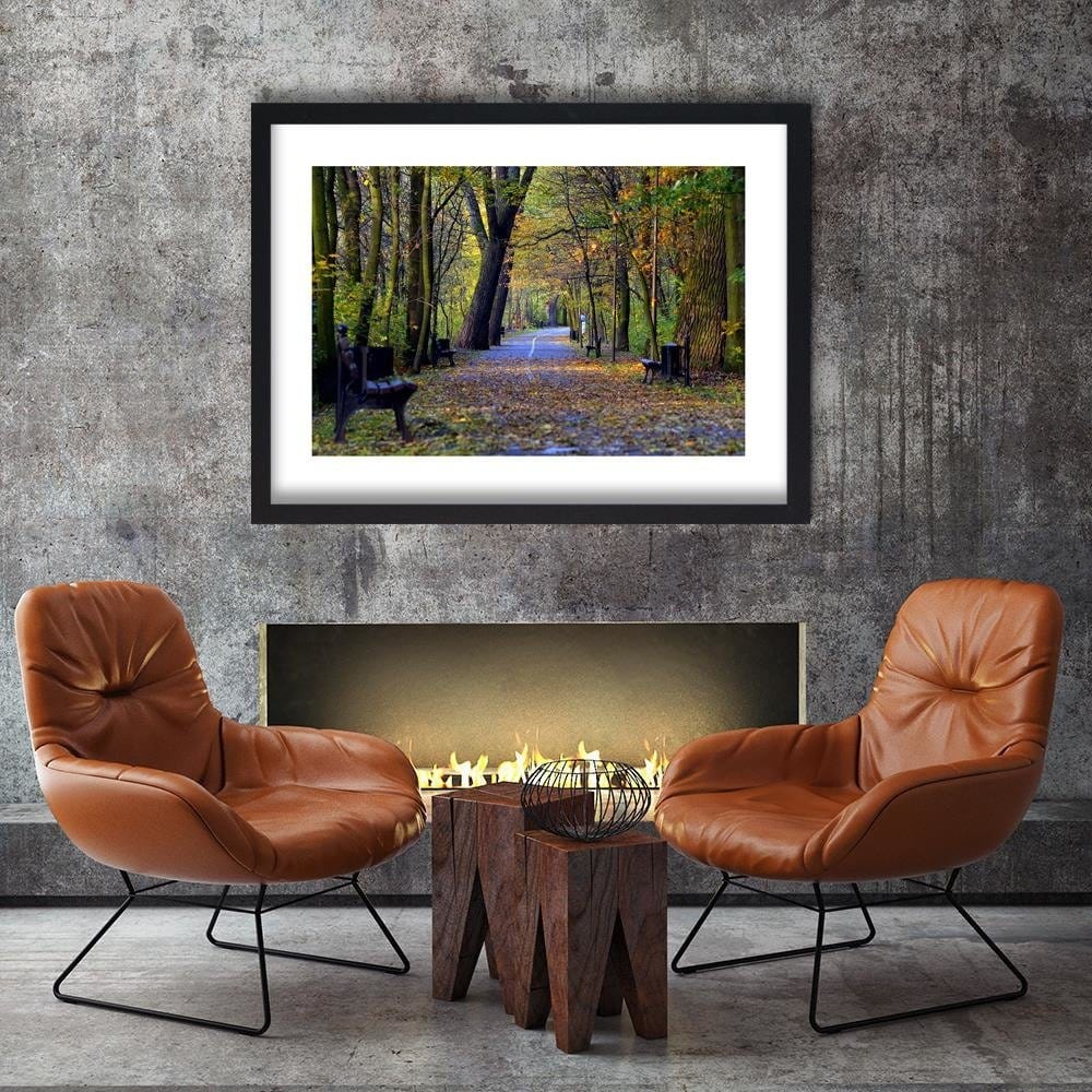 Glezna melnā rāmī - Bike Path In The Park Home Trends