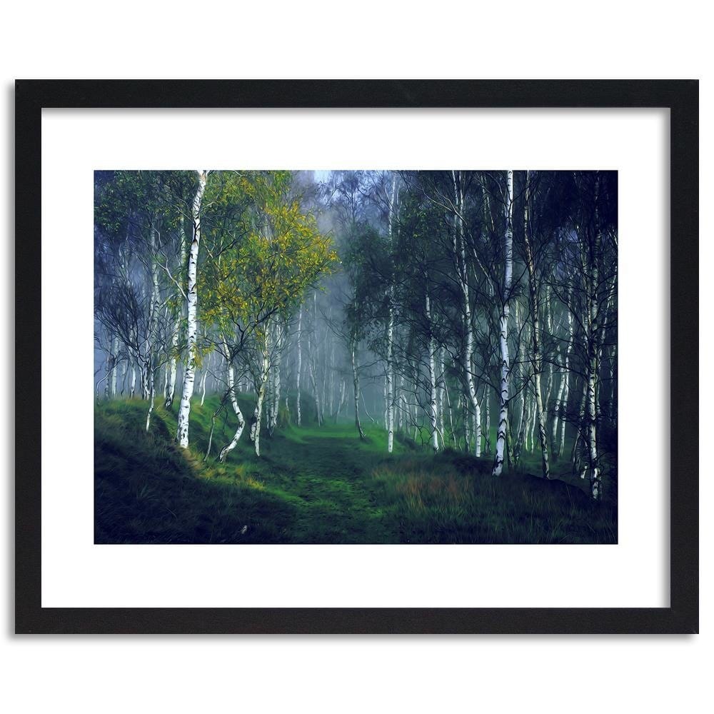 Glezna melnā rāmī - Birch In The Fog Home Trends