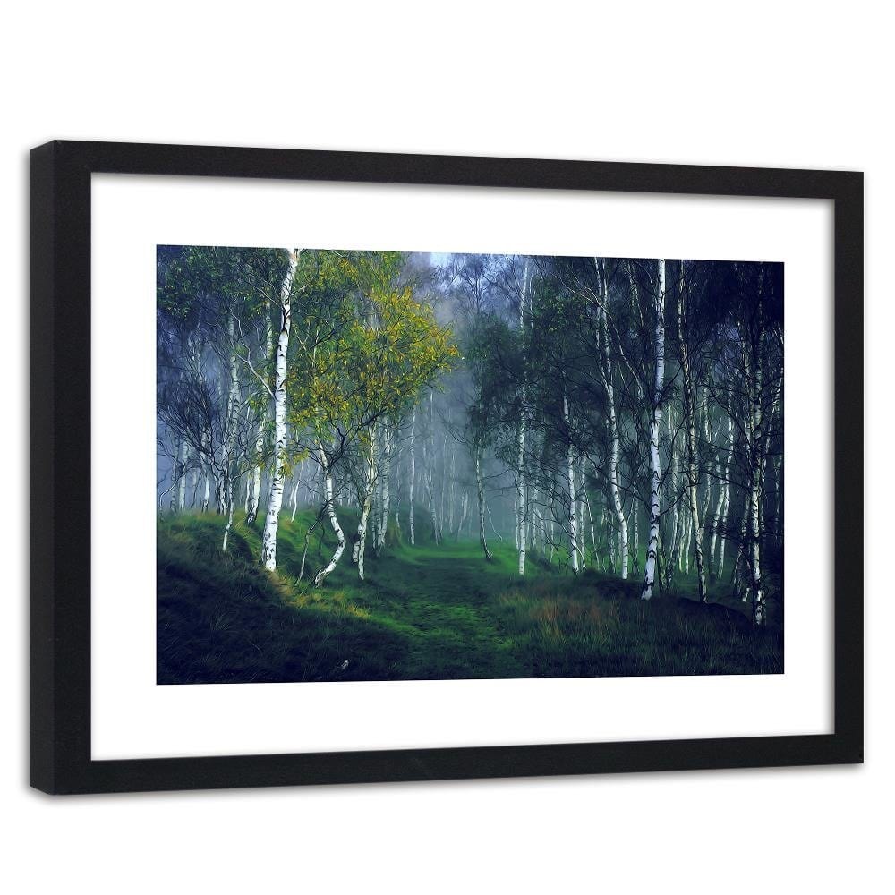 Glezna melnā rāmī - Birch In The Fog Home Trends