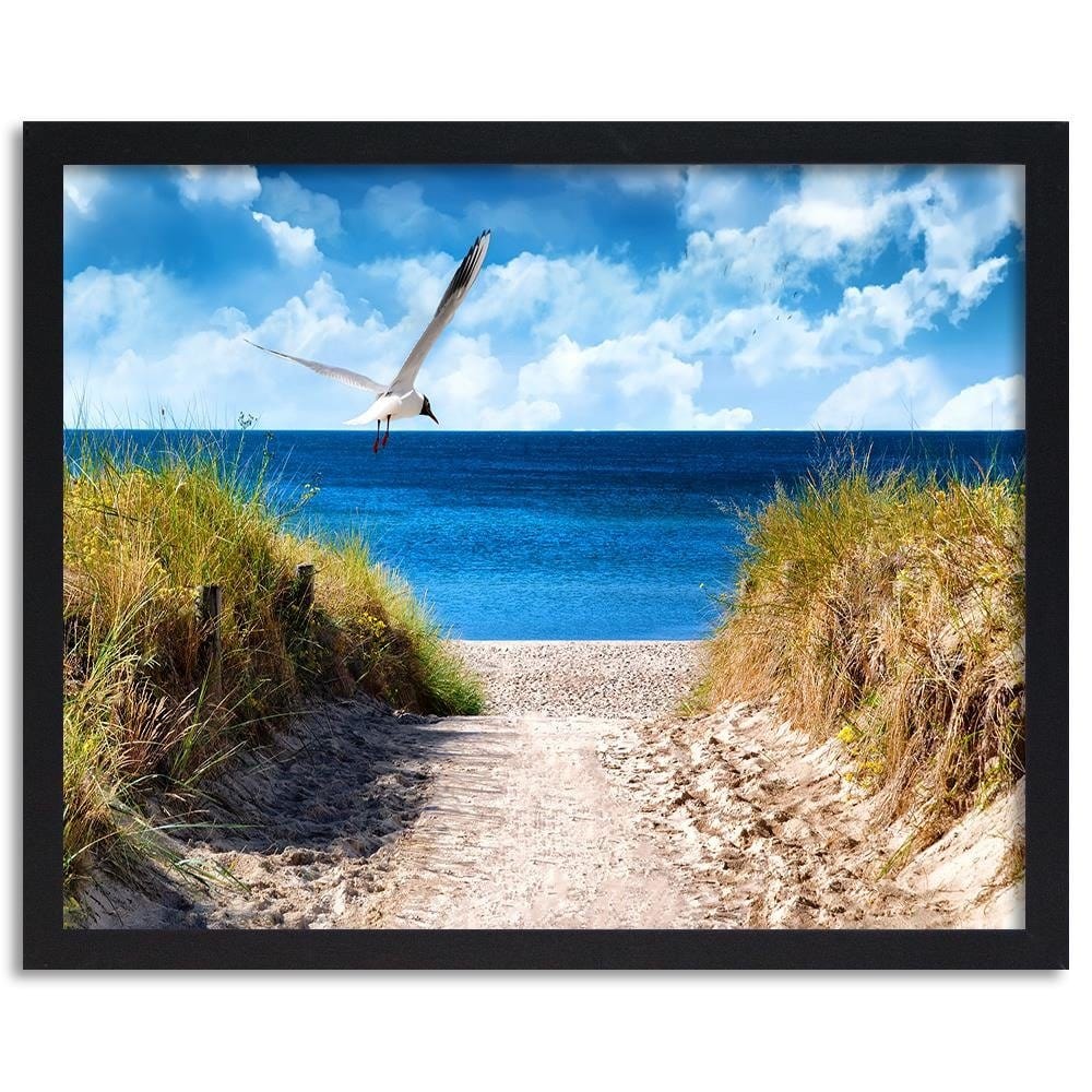 Glezna melnā rāmī - Bird Above The Beach Home Trends