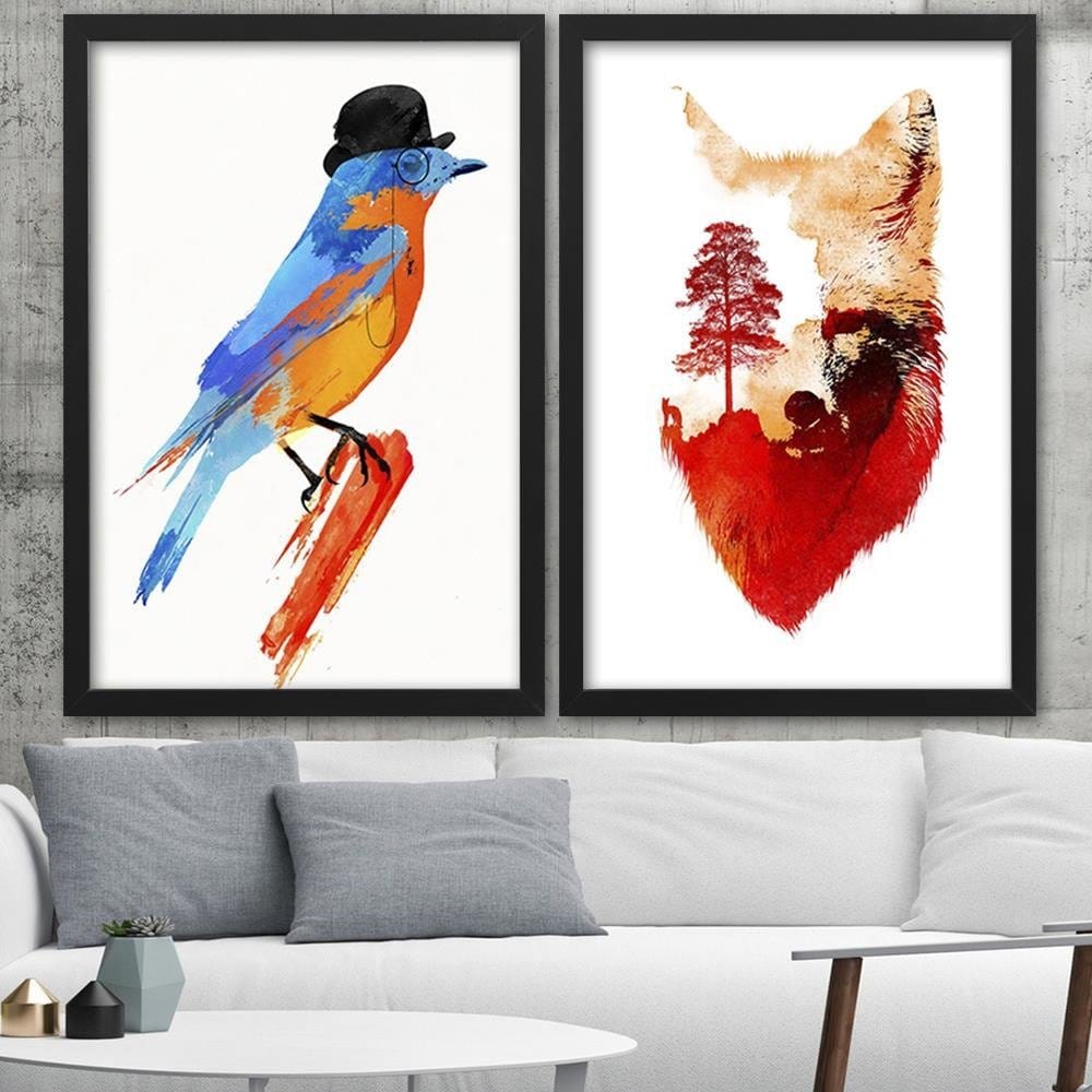 Glezna melnā rāmī - Bird In A Bowler Hat Home Trends