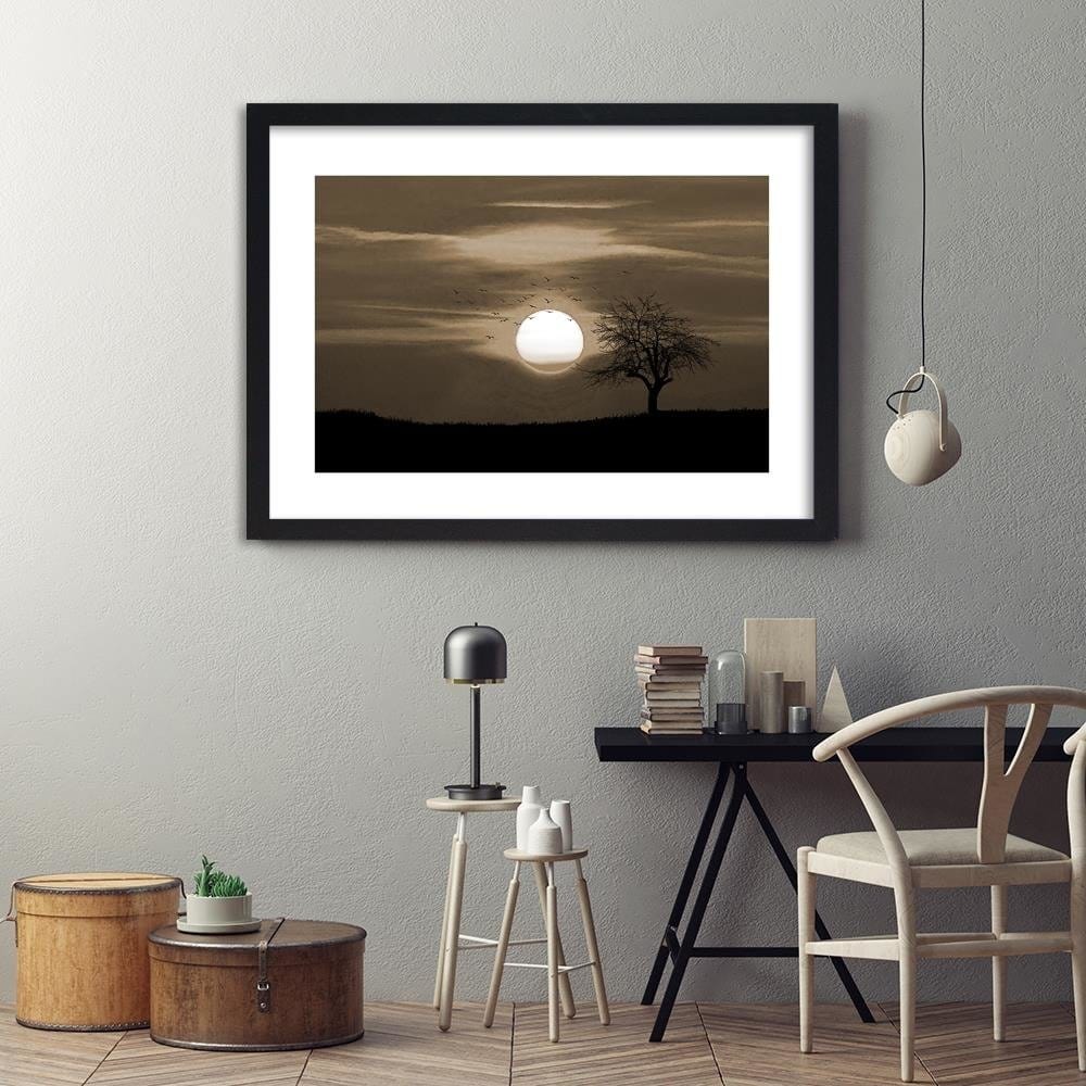 Glezna melnā rāmī - Birds At Sunset 1 Home Trends