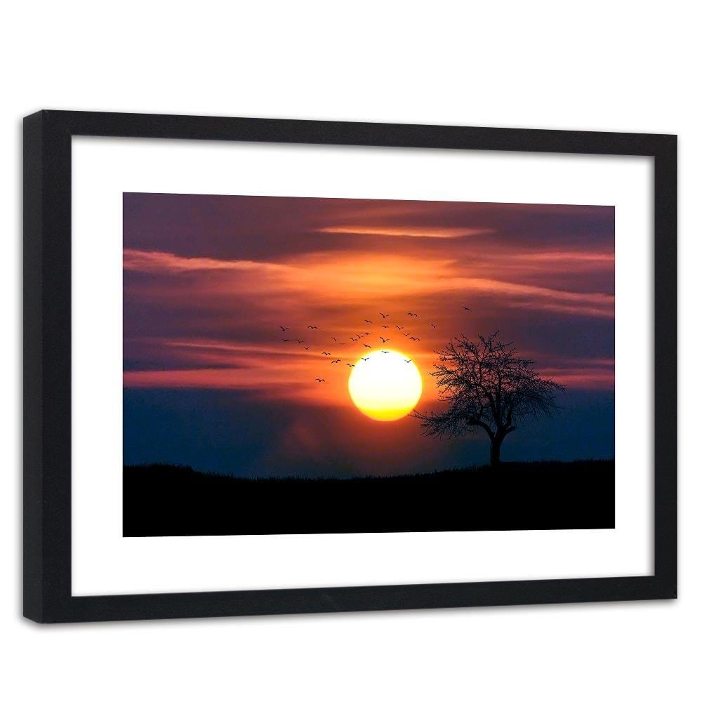 Glezna melnā rāmī - Birds At Sunset 3 Home Trends