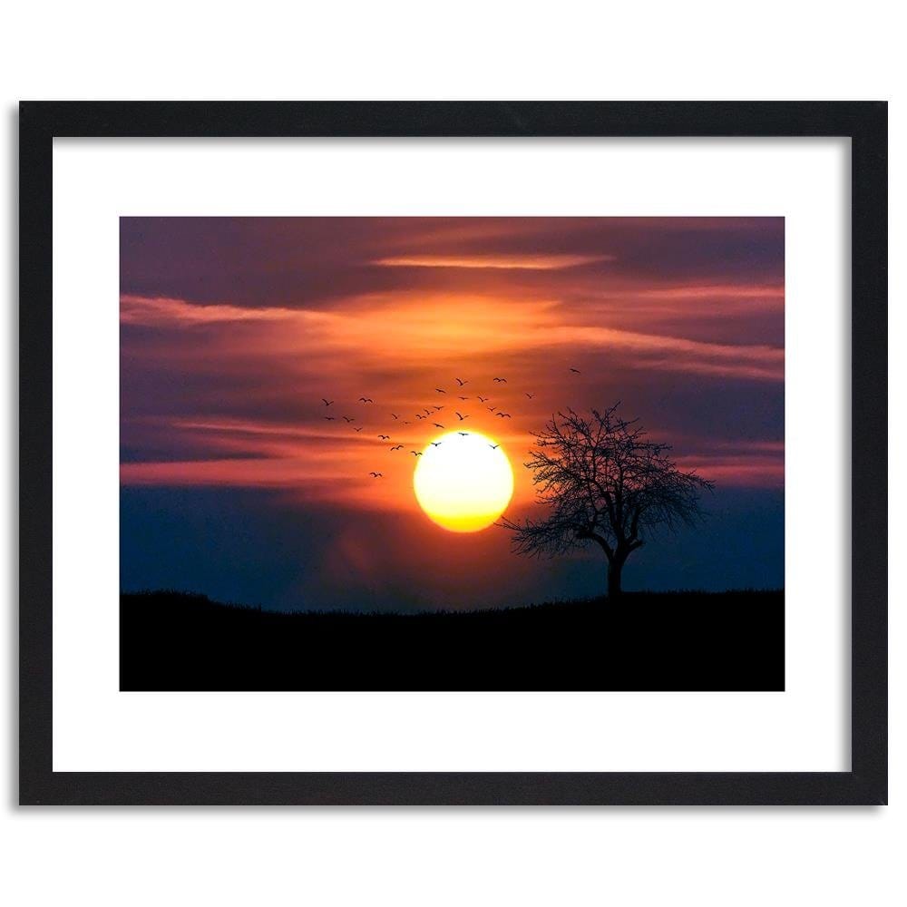 Glezna melnā rāmī - Birds At Sunset 3 Home Trends