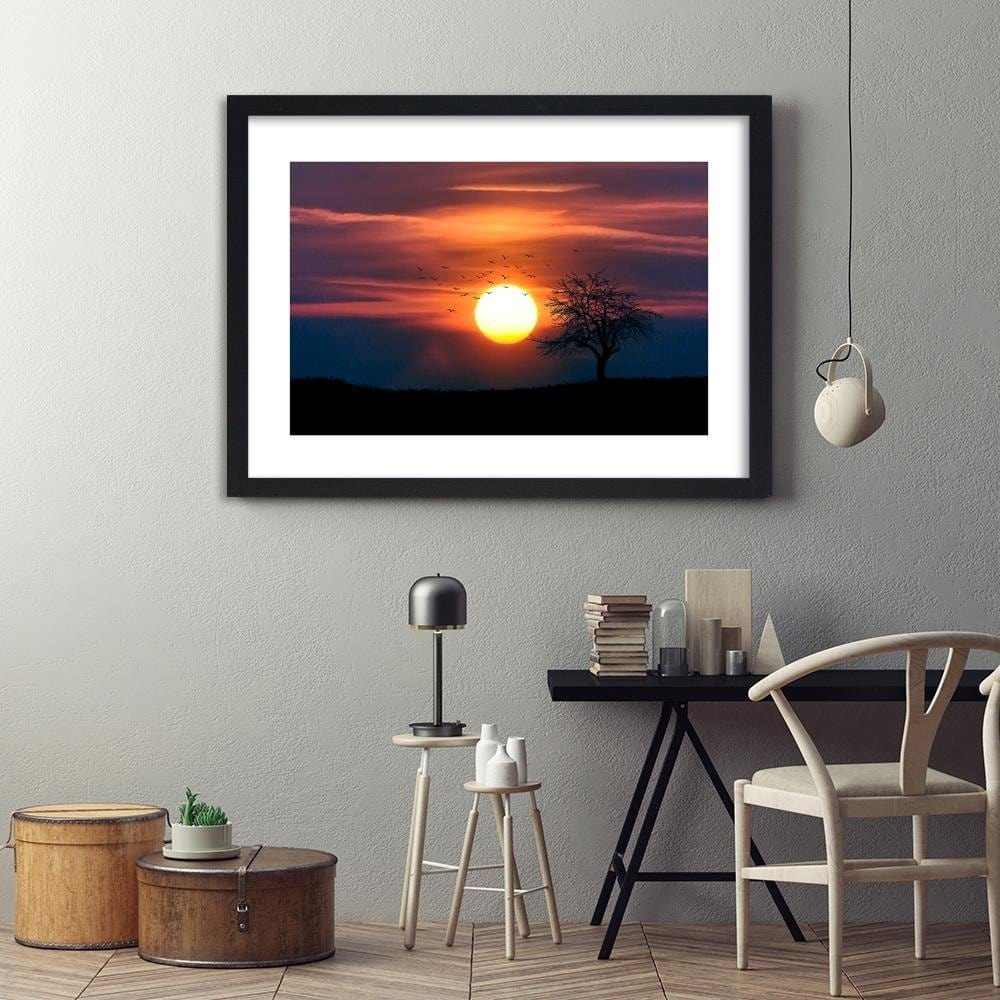 Glezna melnā rāmī - Birds At Sunset 3 Home Trends