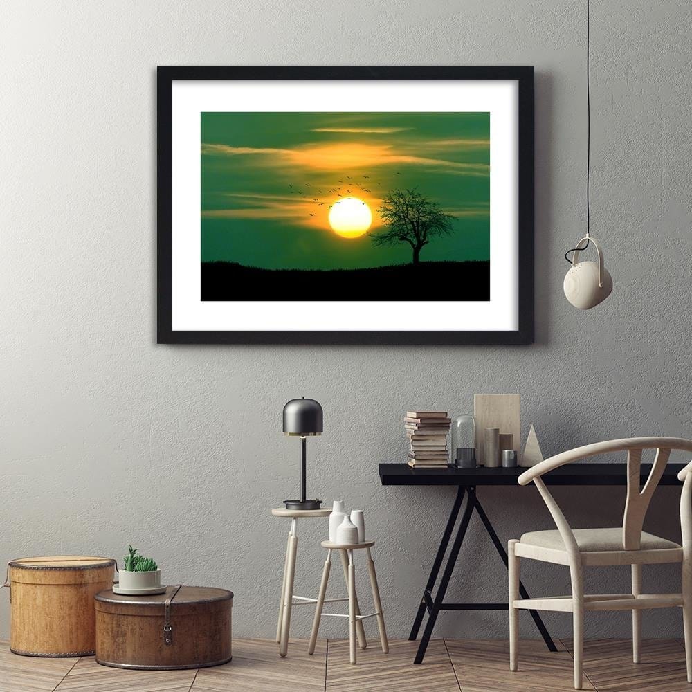 Glezna melnā rāmī - Birds At Sunset 4 Home Trends