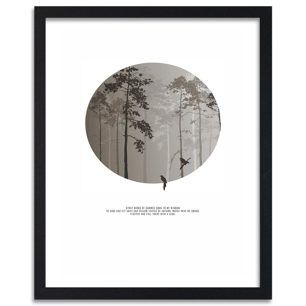 Glezna melnā rāmī - Birds In The Forest Home Trends