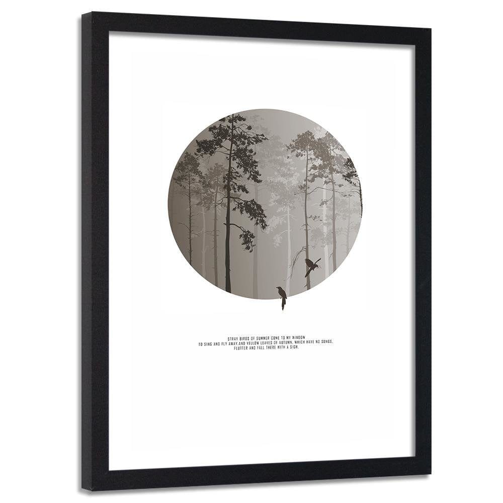 Glezna melnā rāmī - Birds In The Forest Home Trends