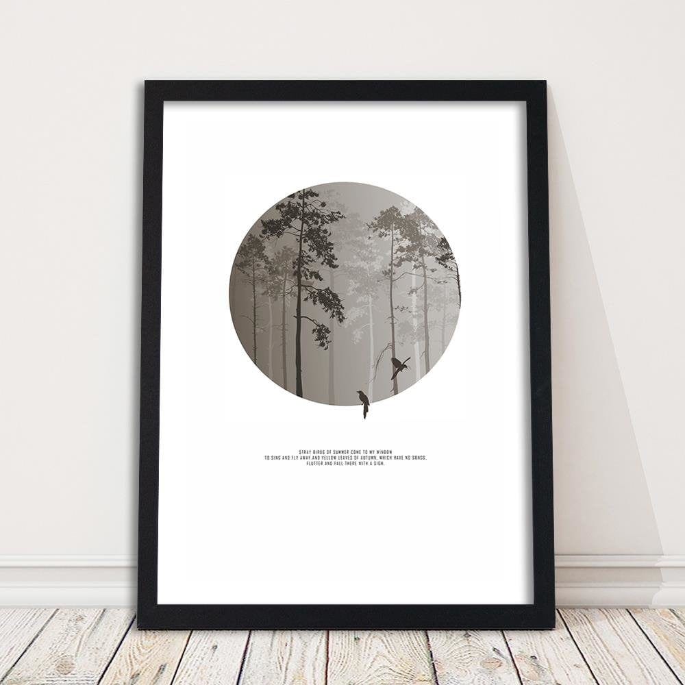 Glezna melnā rāmī - Birds In The Forest Home Trends