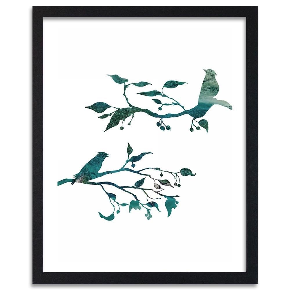 Glezna melnā rāmī - Birds On Branches Home Trends