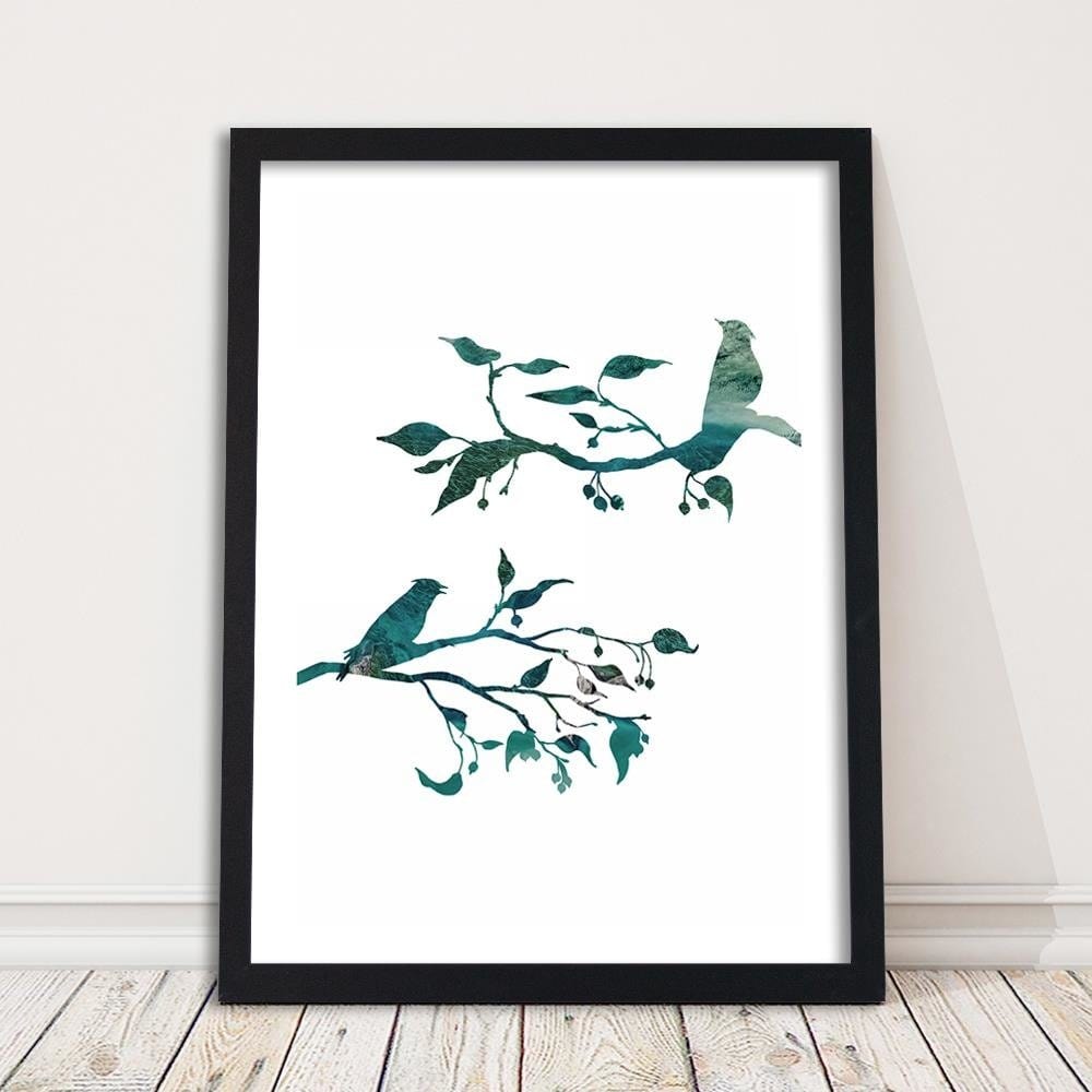Glezna melnā rāmī - Birds On Branches Home Trends