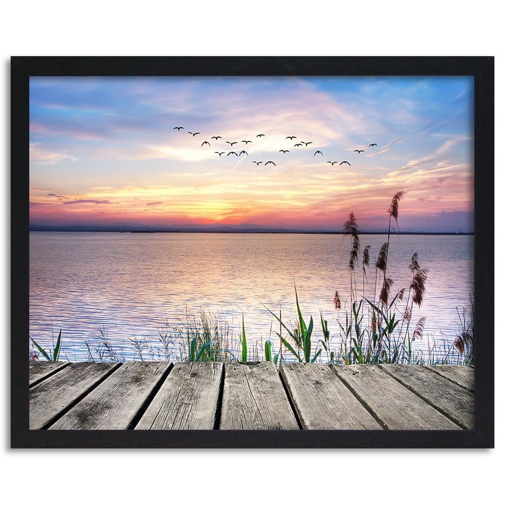 Glezna melnā rāmī - Birds Over The Sea Home Trends
