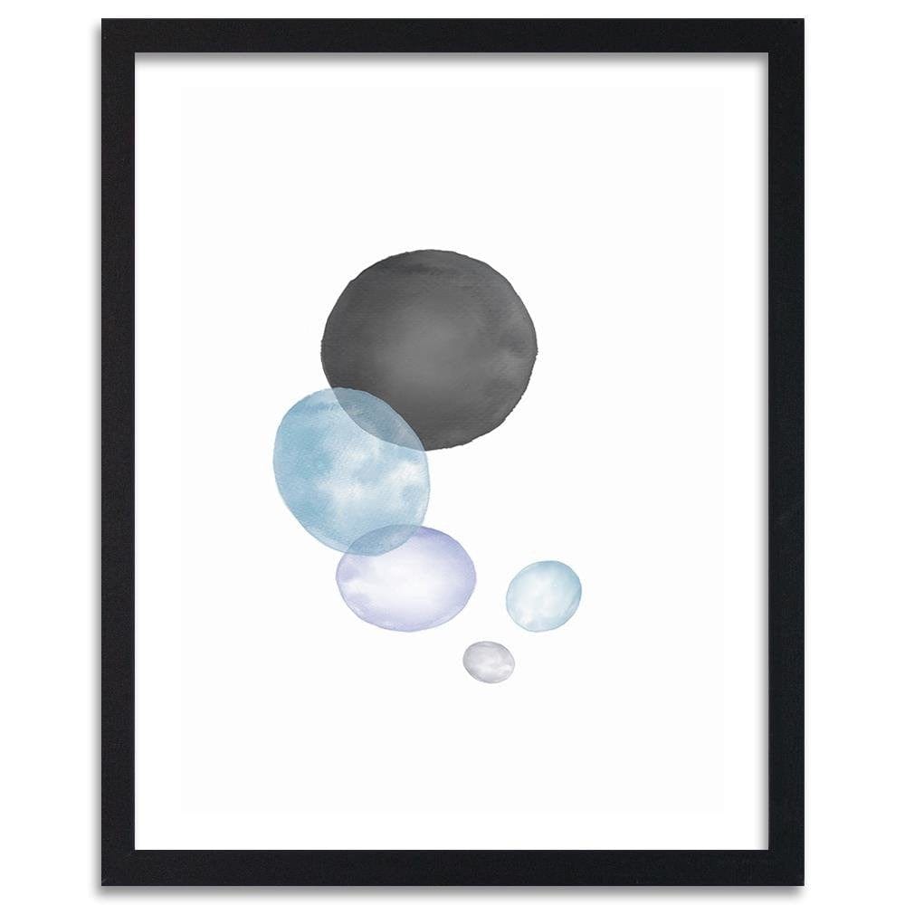 Glezna melnā rāmī - Black And Blue Circles Home Trends