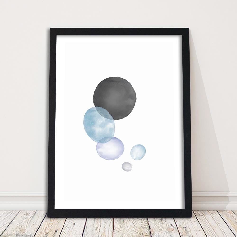 Glezna melnā rāmī - Black And Blue Circles Home Trends