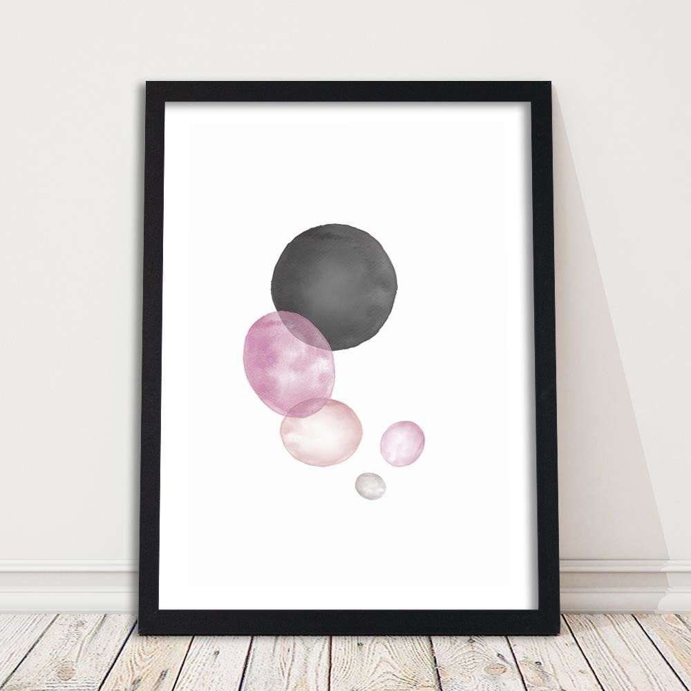 Glezna melnā rāmī - Black And Pink Circles Home Trends