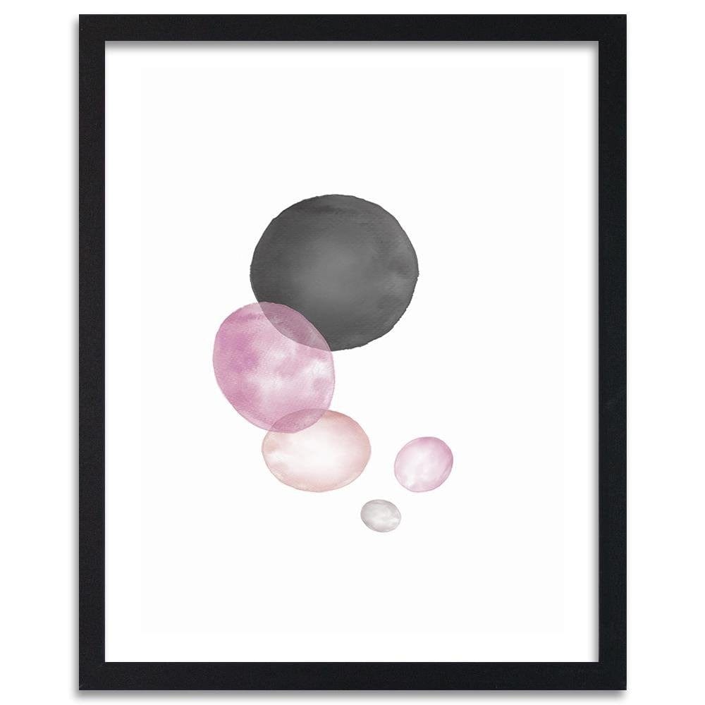 Glezna melnā rāmī - Black And Pink Circles Home Trends
