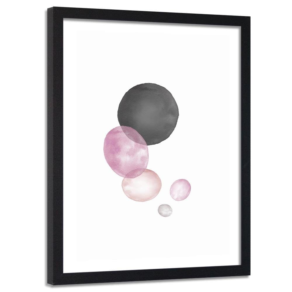 Glezna melnā rāmī - Black And Pink Circles Home Trends