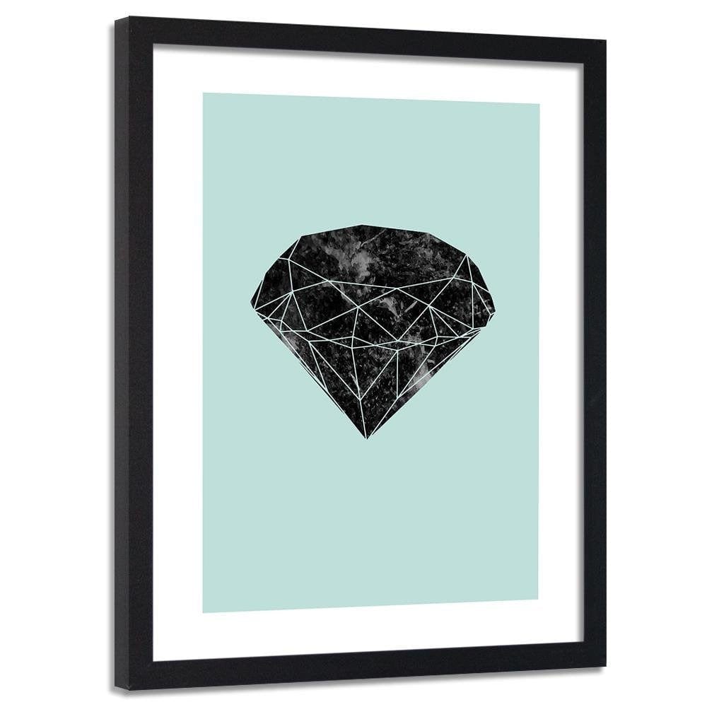 Glezna melnā rāmī - Black Diamond On A Blue Background Home Trends
